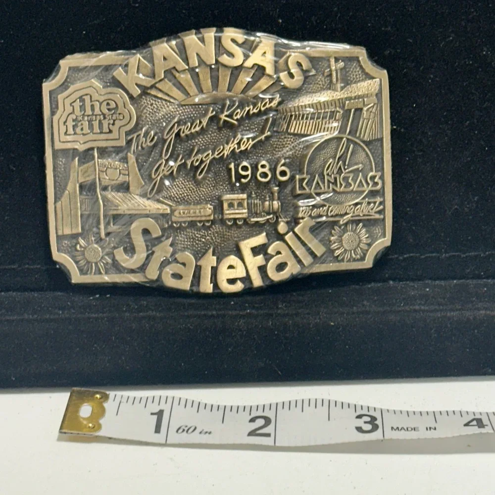 Vintage 1986 Kansas State Fair Commemorative Belt Buckle Solid Brass Hutchinson